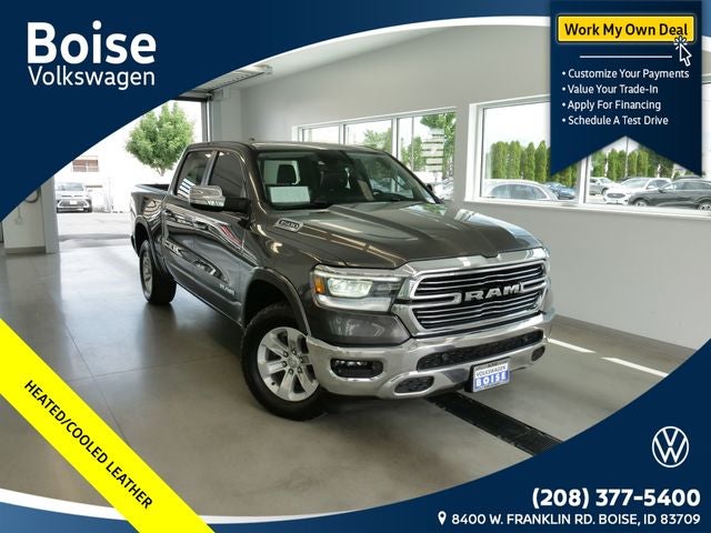 2022 RAM 1500 Laramie in Granite Crystal Metallic Clearcoat — front three-quarter view