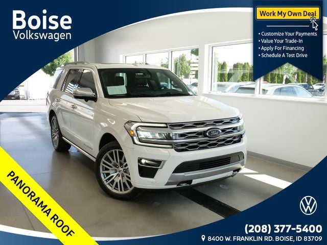 2023 Ford Expedition Platinum in White Metallic — front three-quarter view