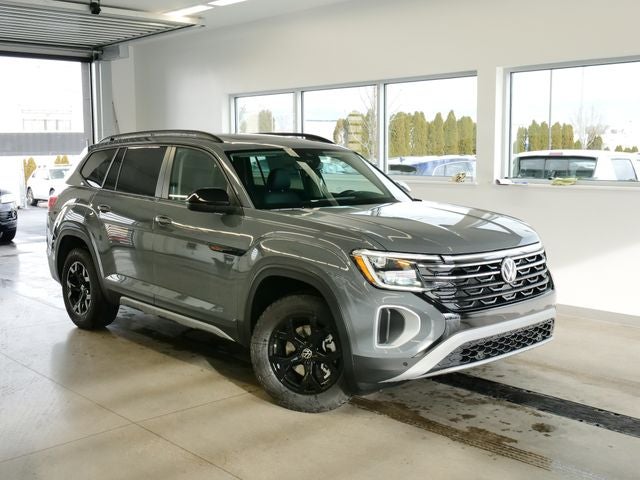 2026 Volkswagen Atlas 2.0T Peak Edition in Pure Gray — front three-quarter view