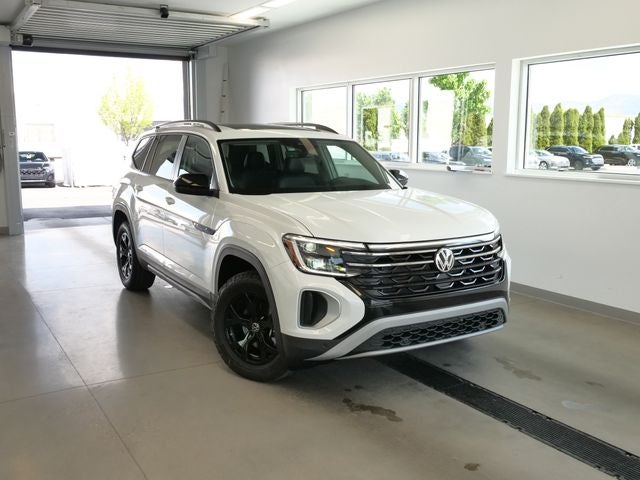 2026 Volkswagen Atlas 2.0T Peak Edition in Opal White Pearl — front three-quarter view
