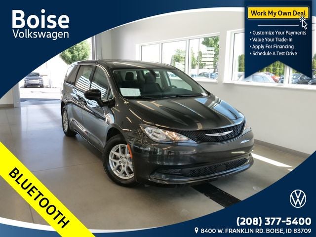 2022 Chrysler Voyager LX in Brilliant Black Crystal Pearlcoat — front three-quarter view