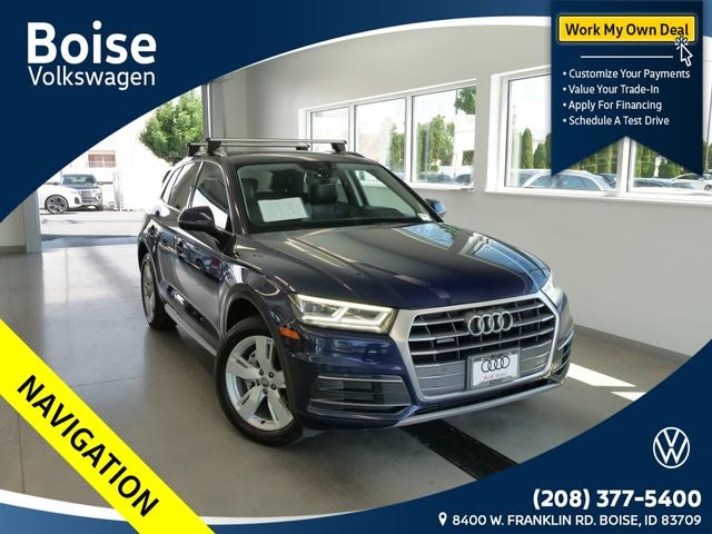 2018 Audi Q5 2.0T Premium Plus quattro in Blue — front three-quarter view