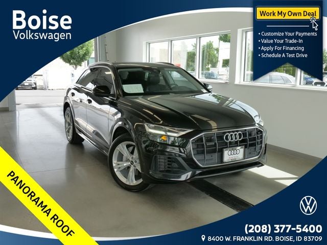 2022 Audi Q8 55 Premium Plus quattro in Mythos Black Metallic — front three-quarter view