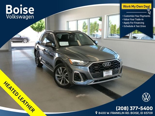 2024 Audi Q5 45 S line Premium quattro in Daytona Gray Pearl Effect — front three-quarter view