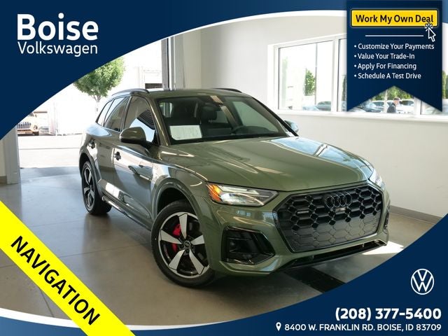 2024 Audi Q5 45 S line Premium Plus quattro in District Green Metallic — front three-quarter view